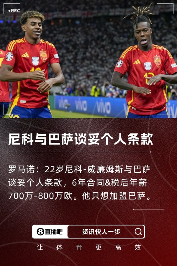 罗马诺：尼科与巴萨谈妥个人条款 6年合同&税后年薪7