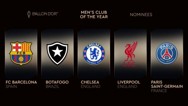 2025最佳俱乐部候选名单：巴萨、博塔弗戈、切尔西、利物浦、